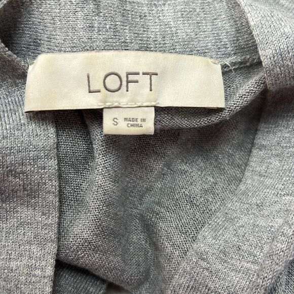 Loft Gray long button front cardigan sweater with pockets EUC size small - Picture 11 of 12